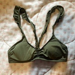 Aerie Scoop Racerback Ruffle strap bikini top
